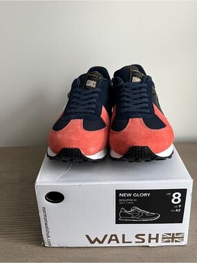 Walsh Navy & Coral Suede Sneakers New with Box Size Us 9 Uk 8 EU 42